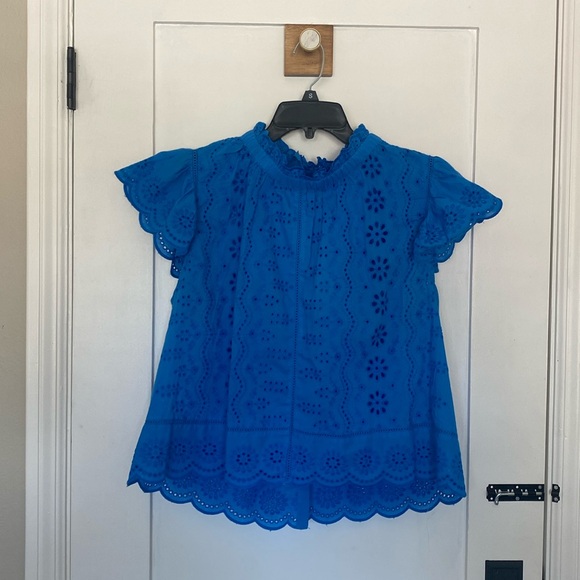 Jennifer & Grace Blue Eyelet Lace Style Top (XL But fits like S/M) - Picture 1 of 9